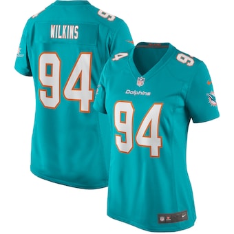 womens nike christian wilkins aqua miami dolphins game jerse